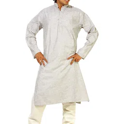 Exotic India Men Striped Mandarin Collar Pure Cotton Straight Kurta with Pyjamas-image-27