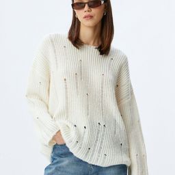 Koton Women Open Knit Round Neck Pullover-picture-5
