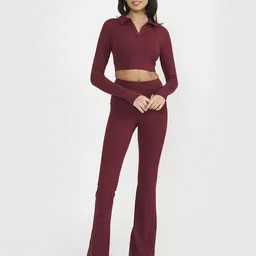 Hunnit Zen Polo Neck Long Sleeve Active Wear Crop Top-image-40