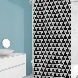 ArtzFolio Black & White Geometric Printed Waterproof Shower Curtain-image-77