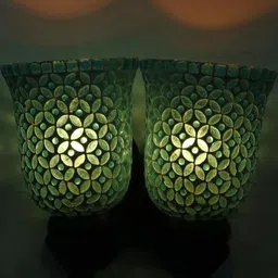 Somil Premium Designer Glass Wall / Night Lamp Elegant & Stylish Dcor Accent for Modern Interiors, color- Firozi, White, Size, 33.5 X 28.5 X 32.5 CM-image-93