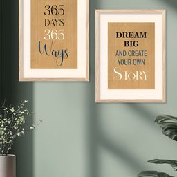 Kotart Brown & White 2 Pieces Typography Printed Wooden Wall Arts-picture-2