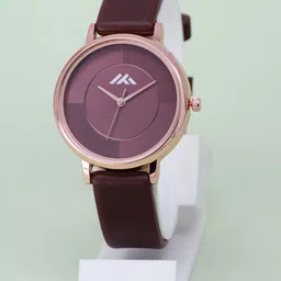 VIRAKTI Women Brass Dial & Leather Regular Straps Analogue Watch G-15-MAROON SILICONE-G-image-92
