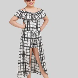 BEING NAUGHTY Checked Off-Shoulder Crepe Fit & Flare Midi Dress-image-15