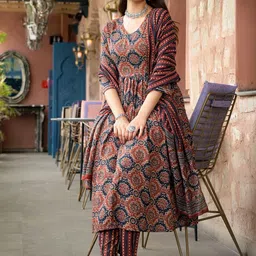 KALINI Women Ethnic Motifs Embroidered Regular Thread Work Kurta with Trousers & With Dupatta-42