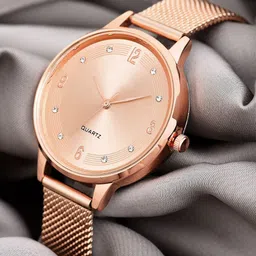 ON TIME OCTUS Women Brass Embellished Dial & Bracelet Style Straps Analogue Watch OP-142 BEIGE-picture-7
