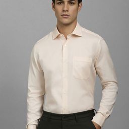 Louis Philippe Men Classic Slim Fit Spread Collar Textured Cotton Formal Shirt-image-92