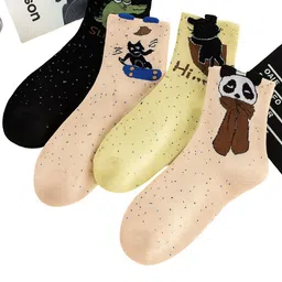 iSWEVEN Women Pack Of 4 Patterned Ankle-Length Socks-picture-20