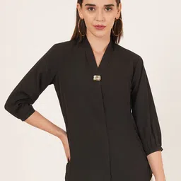IX IMPRESSION Women Solid Cuffed Sleeves Regular Top-picture-4