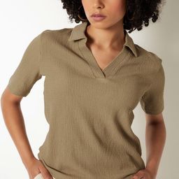 max Women Solid Polo Collar Casual T-shirt-picture-32