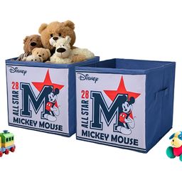 YK Navy Blue & White 2 Pieces Disney Mickey Star Printed Square Storage Box Organisers-image-25