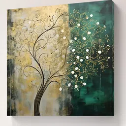 Livin'luxe Green & White Floral and Botanical Abstract Art Tree Canvas Wall Art-image-71