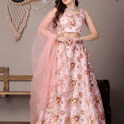 Ethnovog Floral Printed Semi-Stitched Lehenga & Blouse With Dupatta-picture-23