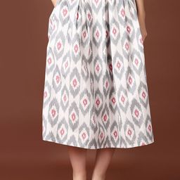 V-MartWomen Ethnic PrintedCotton A-Line Midi Skirt-image-96