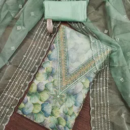 HERE&NOW Floral Embellished Beads and Stones Unstitched Dress Material-image-78