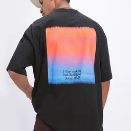 glitchez Vibe Check Printed Drop-Shoulder Sleeves Boxy T-shirt-image-1