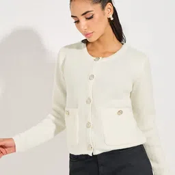 Styli Women Regular Fit Long Sleeves Jumper In Fuzzy Yarn With Frill Detail-image-16
