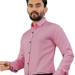 KHUSHI CREATION Men Original Slim Fit Spread Collar Floral Printed Cotton Formal Shirt-image-89