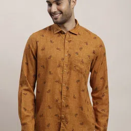 Turtle Men Relaxed Spread Collar Floral Printed Lyocell Slim Fit Casual Shirt-image-82