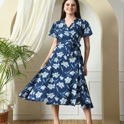 KALINI Floral Print A-Line Midi Dress-image-18