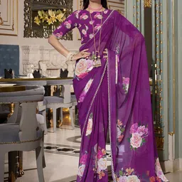 MADHAVPRIYA Floral Printed Pure Georgette Tussar Saree-picture-43