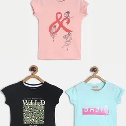 TALES & STORIES Girls Multi Colored Pack Of 3 Printed Casual Tshirt-picture-27