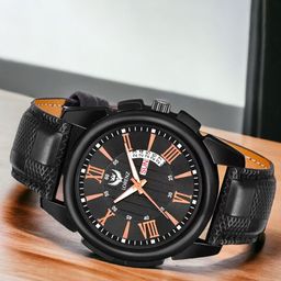 LORENZ Men Brass Dial & Leather Straps Analogue Watch MK-4011R-image-62