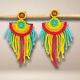 UnfoldSelf Handcrafted Geometric Shaped Artificial Beads Drop Earrings-13