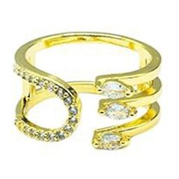 ISHI New York 925 Sterling Silver Gold-Plated CZ Stone Studded Infinity Spark Finger Ring-image-80