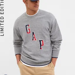 GAP Brand Logo Design Crew Neck Pullover-image-40