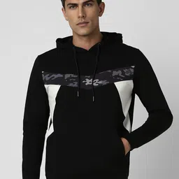 Van Heusen Flex Men Colourblocked Hood Cotton Pullover Sweatshirt-picture-2