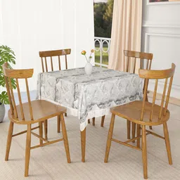 Kuber Industries Grey & White Printed Waterproof 4-Seater Square Table Cover-25