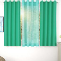 Story@home Teal Set of 3 Black Out Window Curtain-45