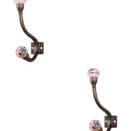 IndianShelf Pink 2 Piece Ceramic Floral Baby Door Hangers Wall Hook-image-95