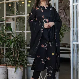 Siya Fashion Floral Printed Notch Neck Straight Kurta With Trousers & Dupatta-picture-42