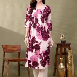 SINGNI Women Printed Round Neck Pure Cotton Tunic With Trousers Co-Ords-picture-25