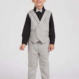 YK Boys Tailored Fit Double-Breasted 4-Piece Formal Suit-image-51