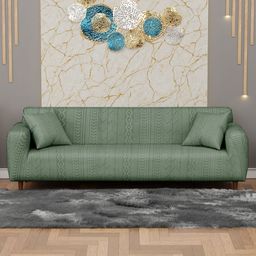 Myntra Elegant Homes Green Jacquard 1 Piece Sofa Cover With Arms-image-66
