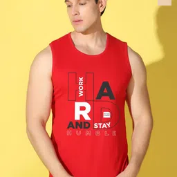 WOOSTRO Pack Of 2 Printed Combed Cotton Gym Vests VWS26(HARD RED)(BKLN RUST)-54