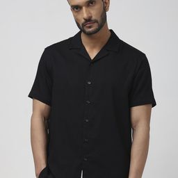 Mufti Men Cuban Collar Solid Cotton Relaxed Fit Casual Shirt-picture-28