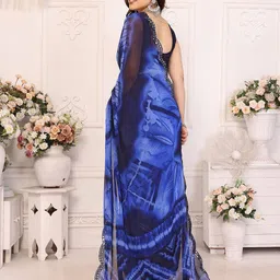 The Textile Hub Printed Mirror Work Pure Georgette Saree image 5