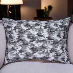 Khaabka Anvaaya Grey & Black Abstract Printed Rectangle Shaped Cushion Cover-image-33
