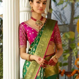 CANIZZARO Woven Design Zari Banarasi Saree-picture-14