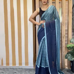 HERE&NOW Striped Pure Chiffon Ready to Wear Jamdani Saree-picture-48
