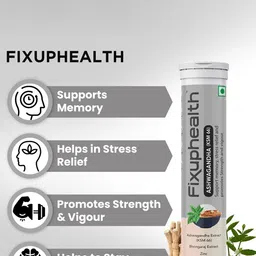 Fixuphealth Set Of 2 Ashwagandha KSM66 Effervescent Tablets -15 Tabs Each- Lemon Flavour image 5