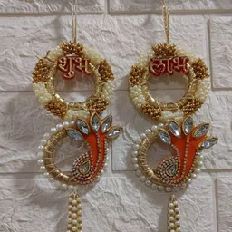 Sellplus Set of 2 Textured Moti Bangle With Tassel Shubh Labh Hanging Torans-picture-12
