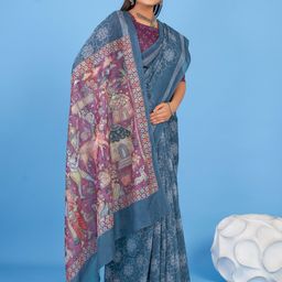 Anouk Rustic Floral Linen Blend Bagh Saree image 2