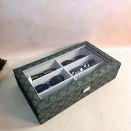 La Trove 6 Slot Olive Green Leather Sunglass Organizer Glass Top Box for Wardrobe Closet-image-84