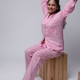 MASU LIVING Women Striped Night suit-image-82