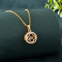 PASU FASHION Gold-Plated Circular Pendants with Chains-17